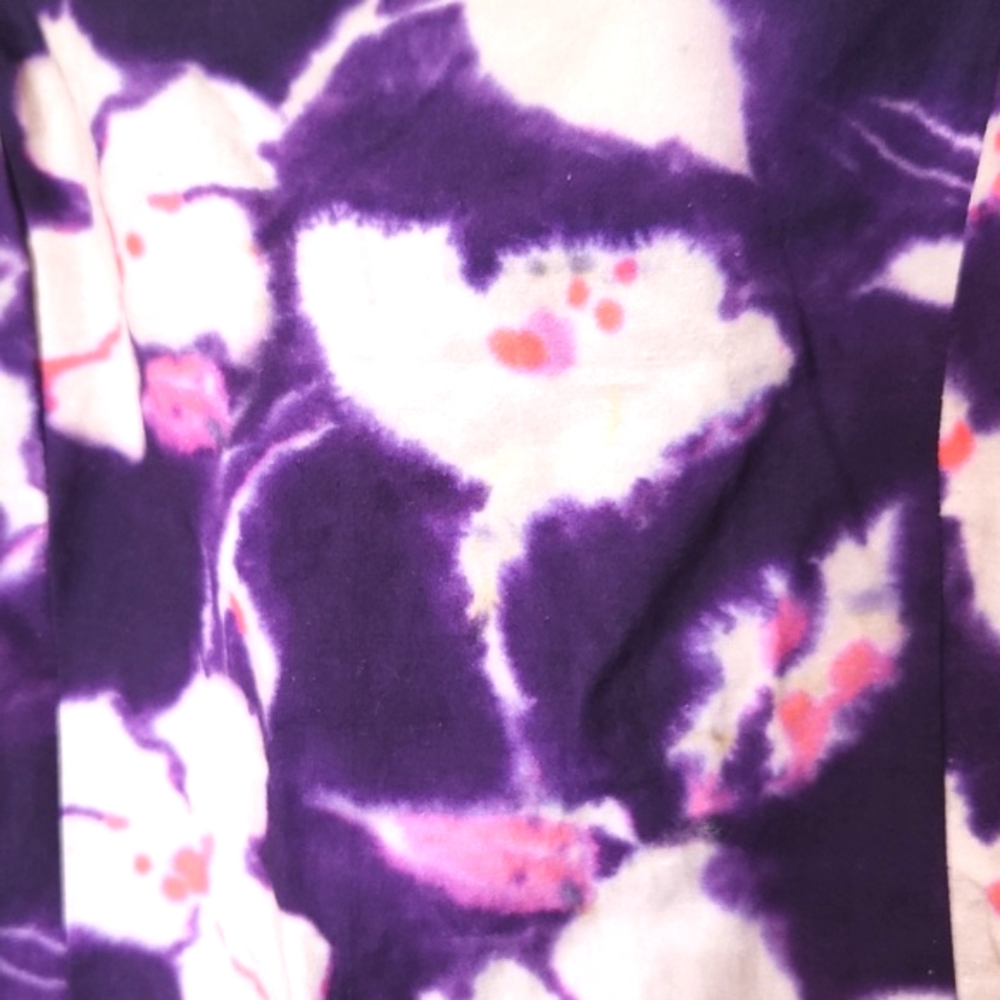 Zara Floral Linen Blend Purple Bodycon Mini Dress Size Large - Picture 3 of 10